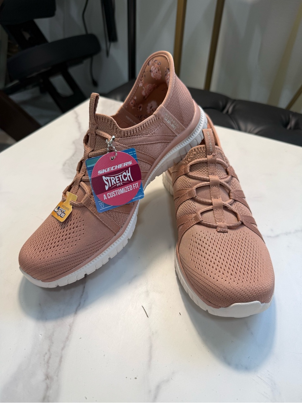 Skechers Women’s Stretch Knit Slip-On Sneaker — Rose Taupe